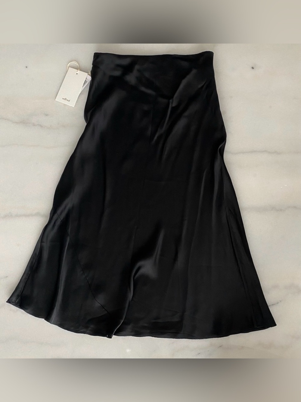 Aritzia Wilfred Only Black Satin Midi Skirt